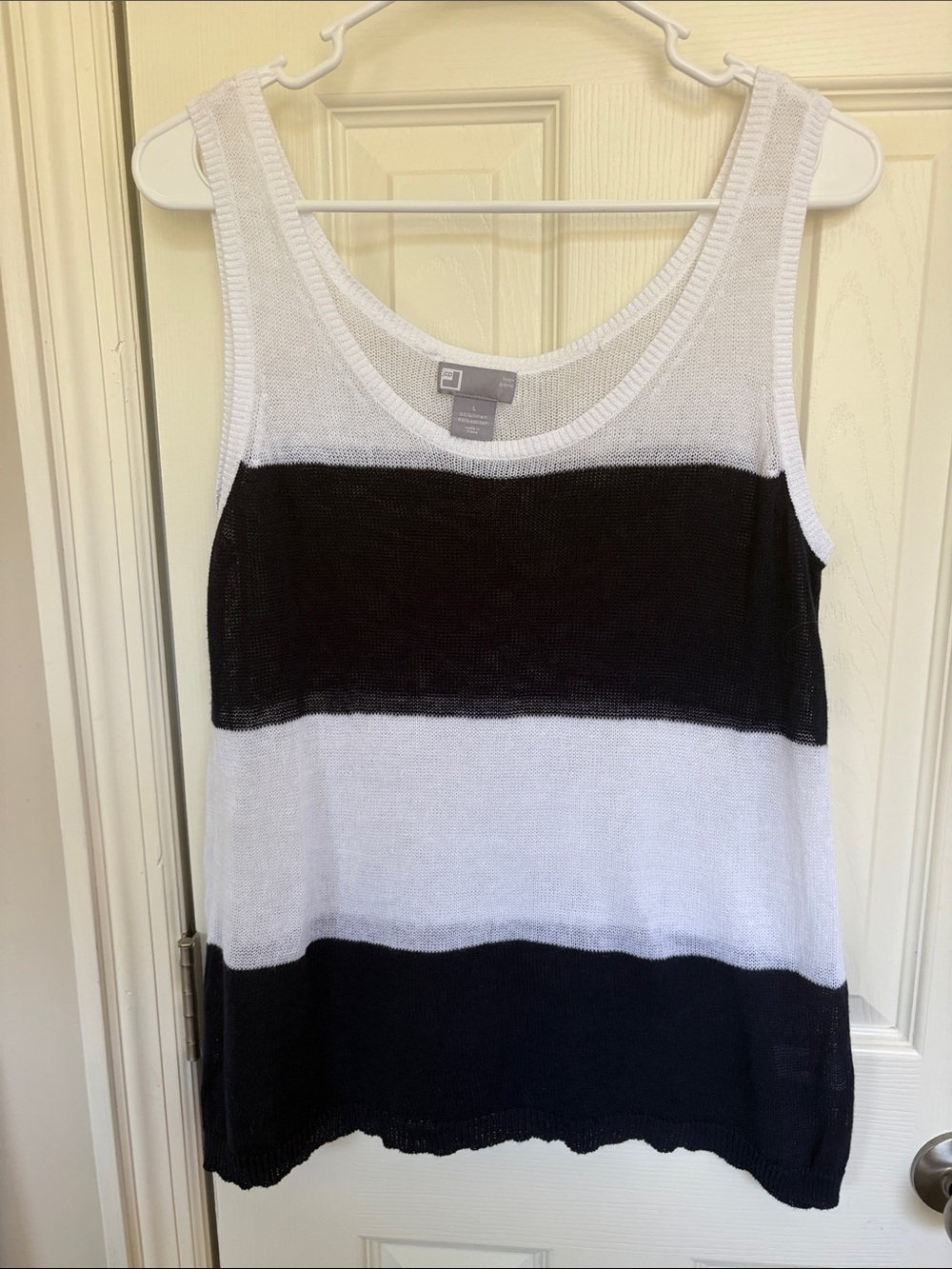 jcpenney Navy and White Striped Sleeveless Knit Tank
